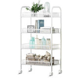 Voroly Alloy Steel 4 Tire Kitchen Organizer Trolley Racks - White