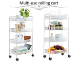 Voroly Alloy Steel 4 Tire Kitchen Organizer Trolley Racks - White