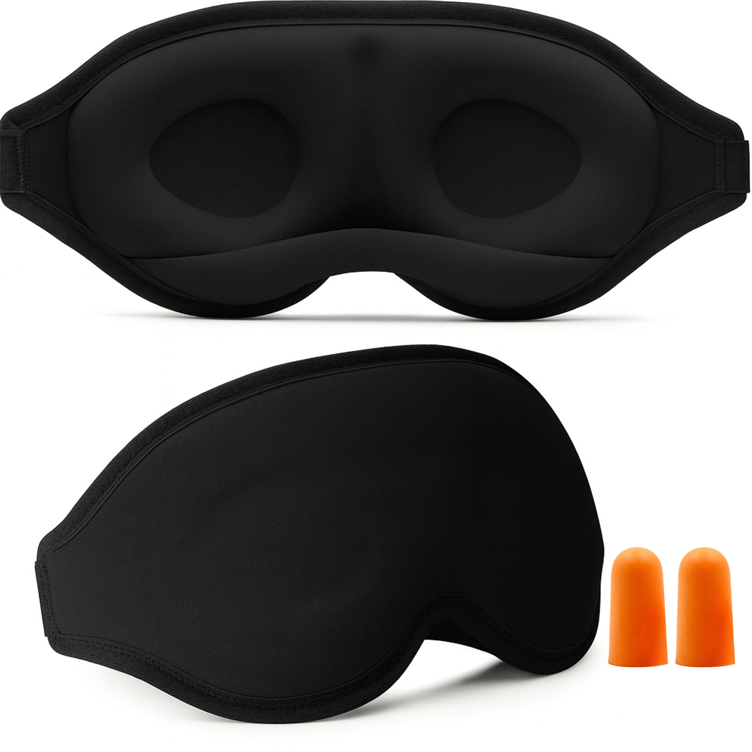 Lyrovo 3D Contoured Eye Mask for Sleeping Men & Women | Soft Adjustable Sleep Mask for Eyes | Comfortable Eye Cover for Sleep, Travel & Meditation | Black Eye Sleeping Mask for Deep Rest (BLACK)